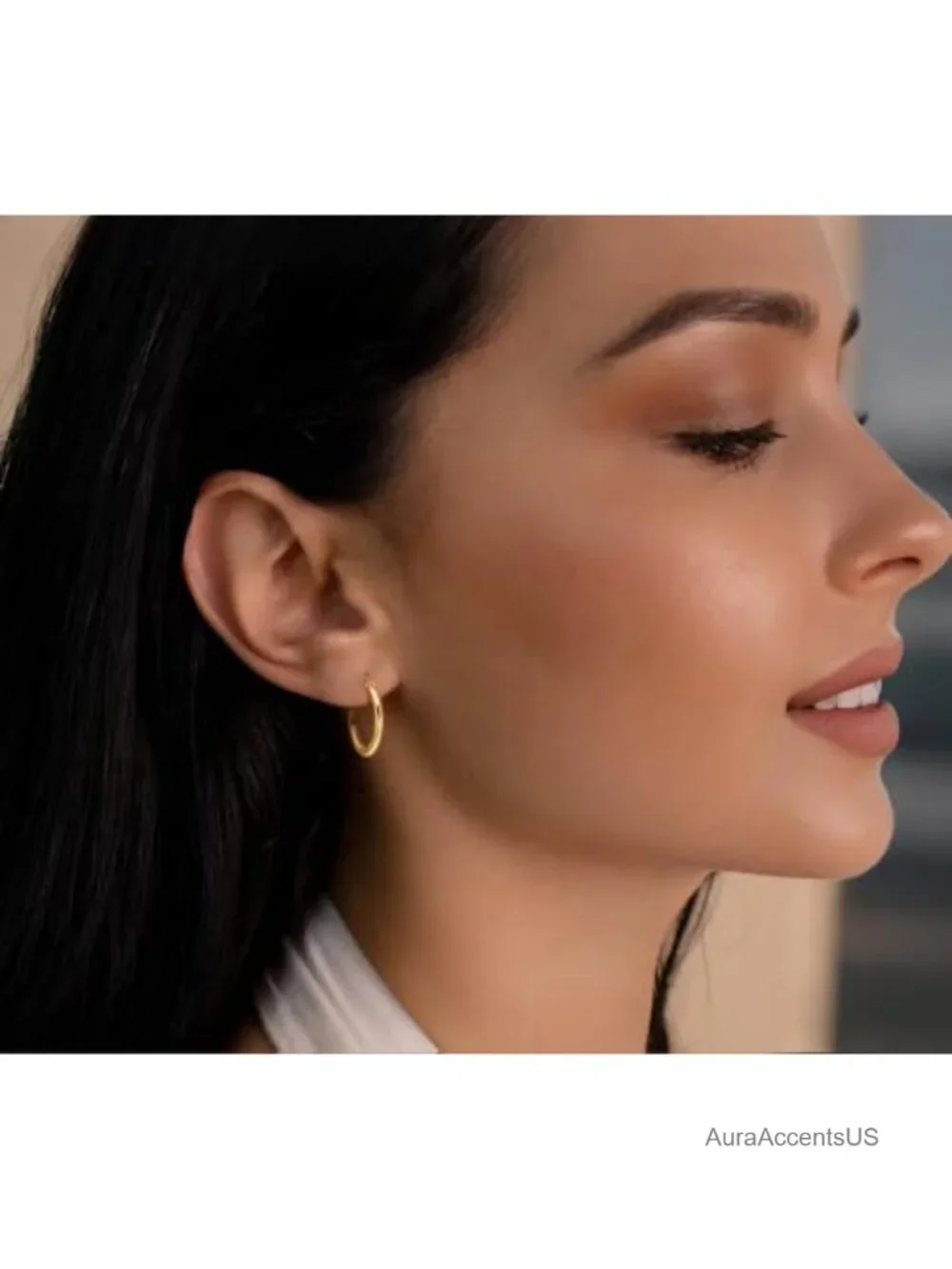 14K Gold Plated Small Hoop Earrings for Women Hypoallergenic Click-Top
